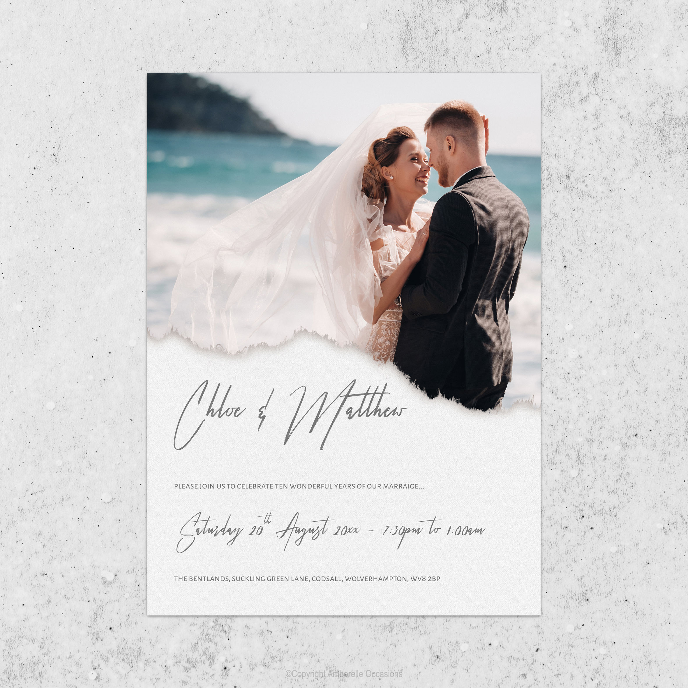 Evoke Torn Photo Anniversary Invitation