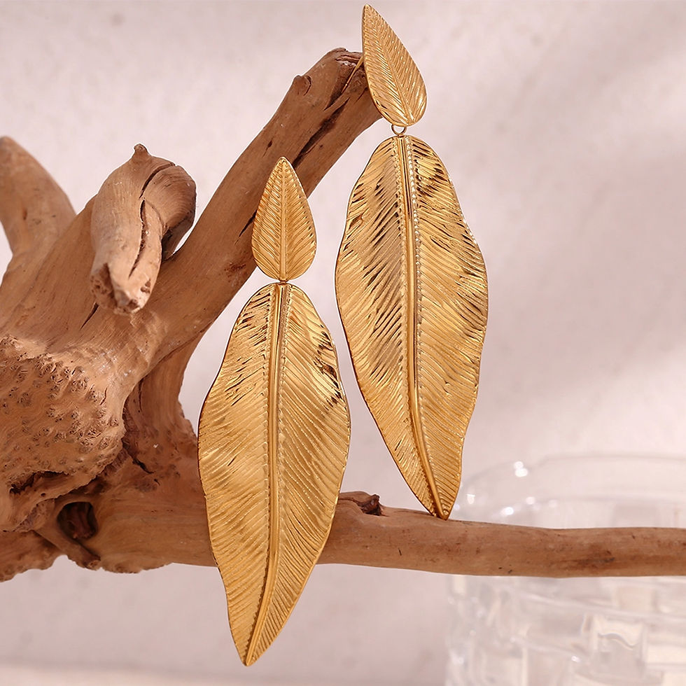 Thumbnail: Roselle Leaf (SS, 18K G) Drop Earrings