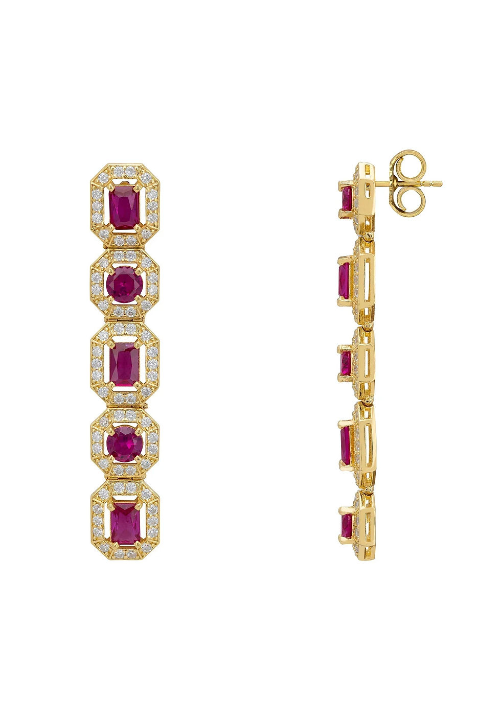 Thumbnail: LATELITA WHISTLEDOWN RUBY GEMSTONE GOLD (DROP) EARRINGS