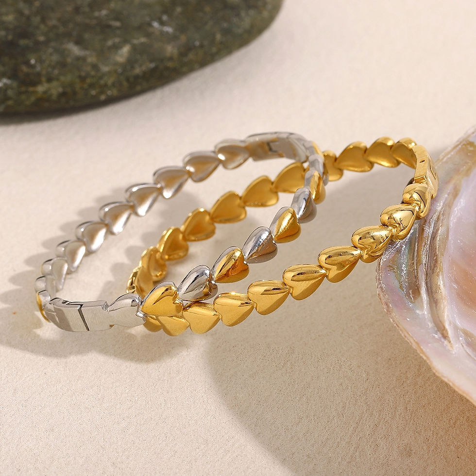 Thumbnail: Roselle Trail Of Love (SS, 18K G) Bangle Bracelet