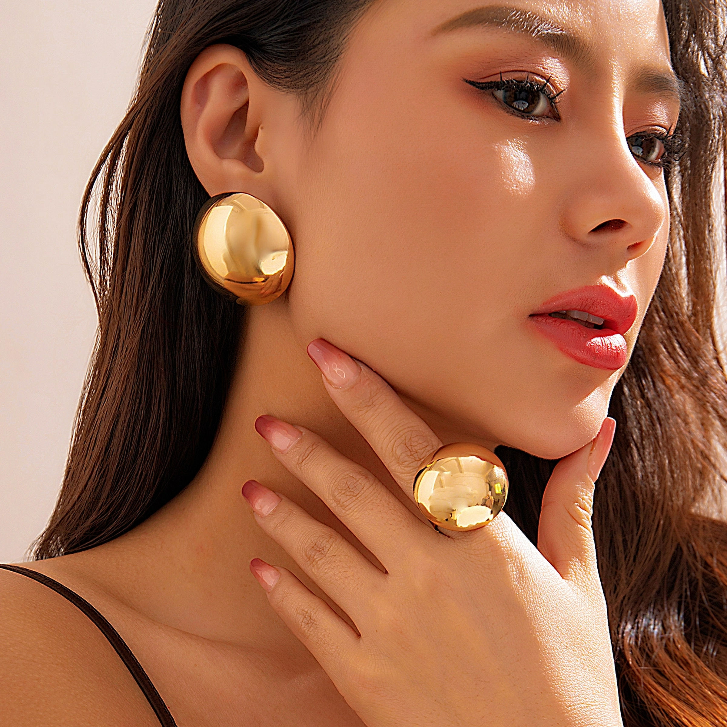 ROSELLE SMOOTH DOME (SILVER, 18K GOLD) EARRINGS & RING