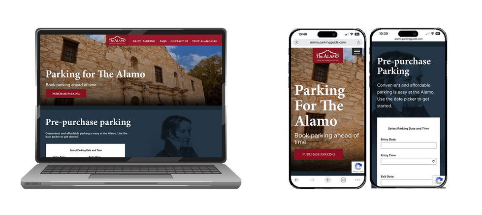 The Alamo Parking Guide Desktop and Mobile