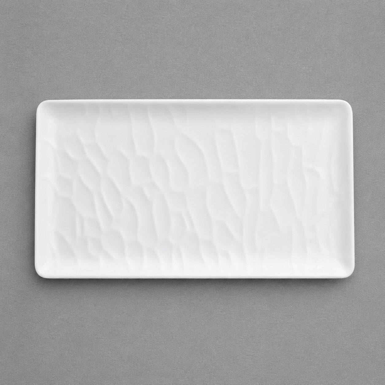 White Textured Serving Plate - 32x18 cm