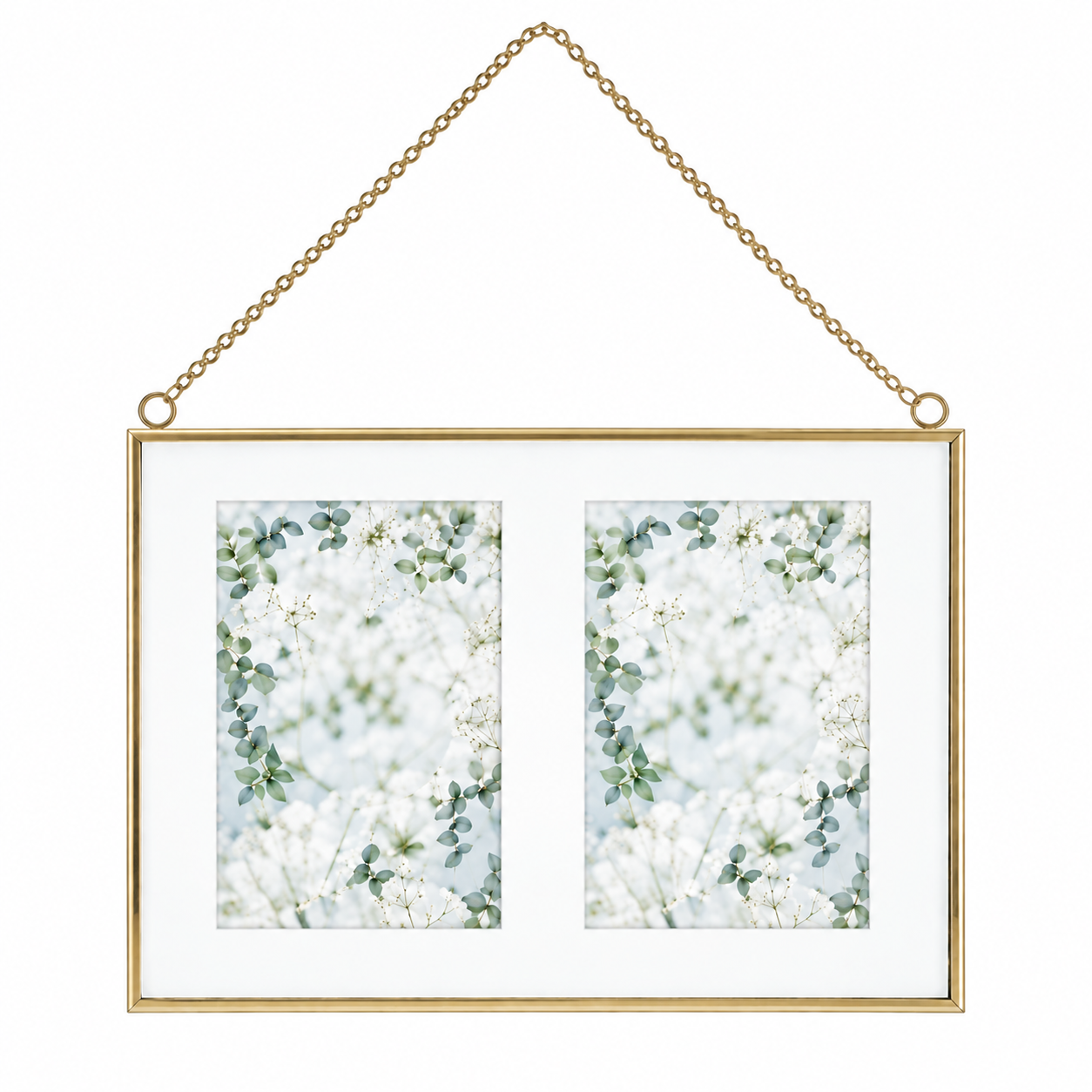 Gold Metal Glass Hanging Frame - Landscape - 29 x 21.5 cm