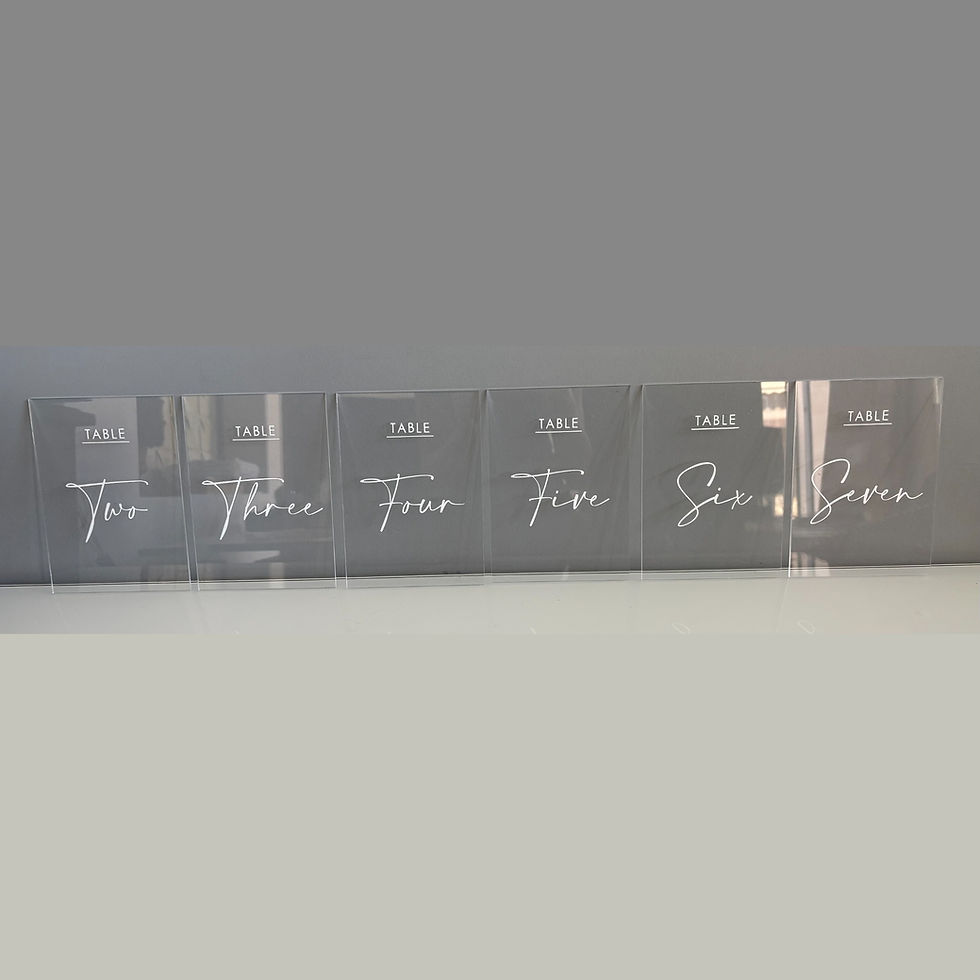 Thumbnail: Clear Acrylic Table Number Signs – Set of 6