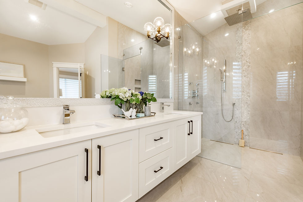 Modern bathroom with neutral tiles