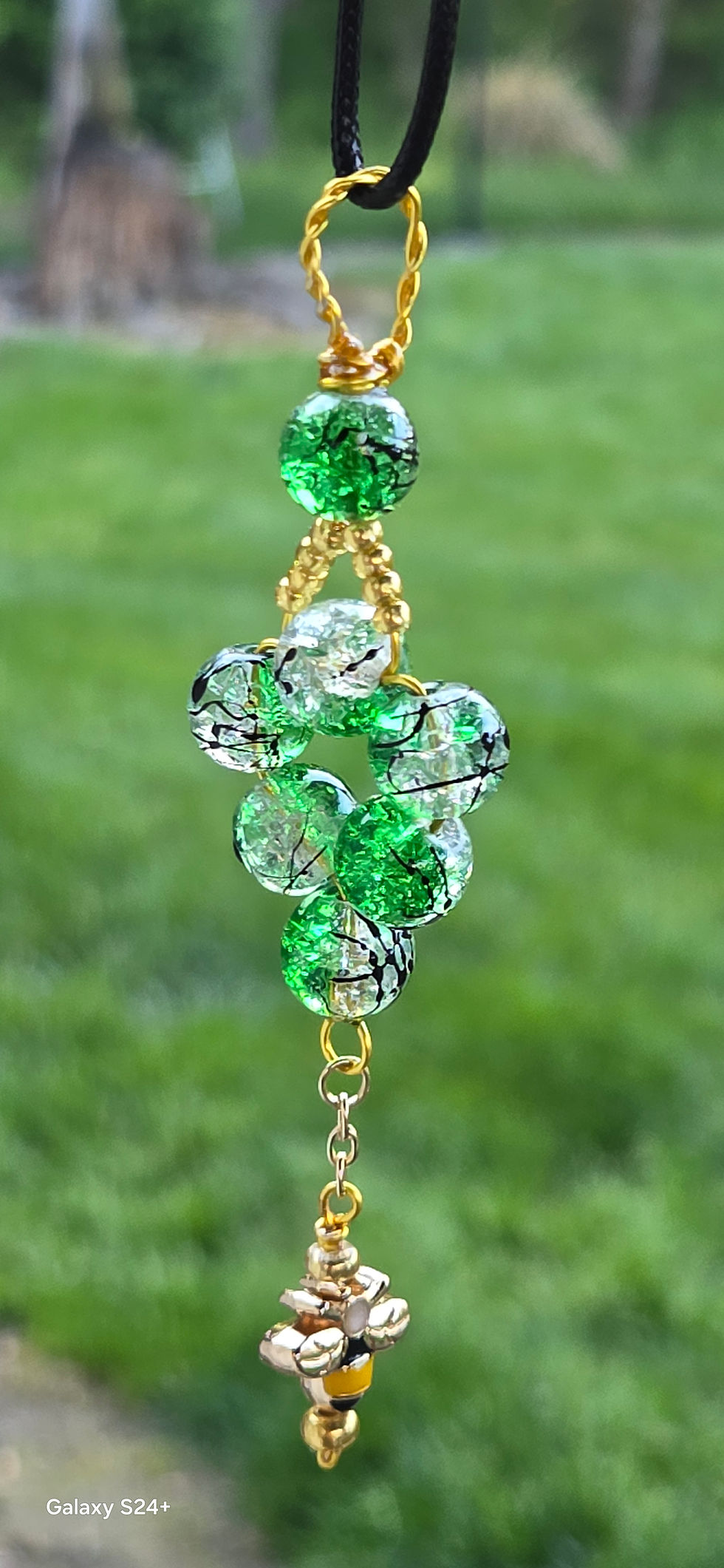Thumbnail: Sunlit Coated Glass Pendant (Copper Wire Wrap)