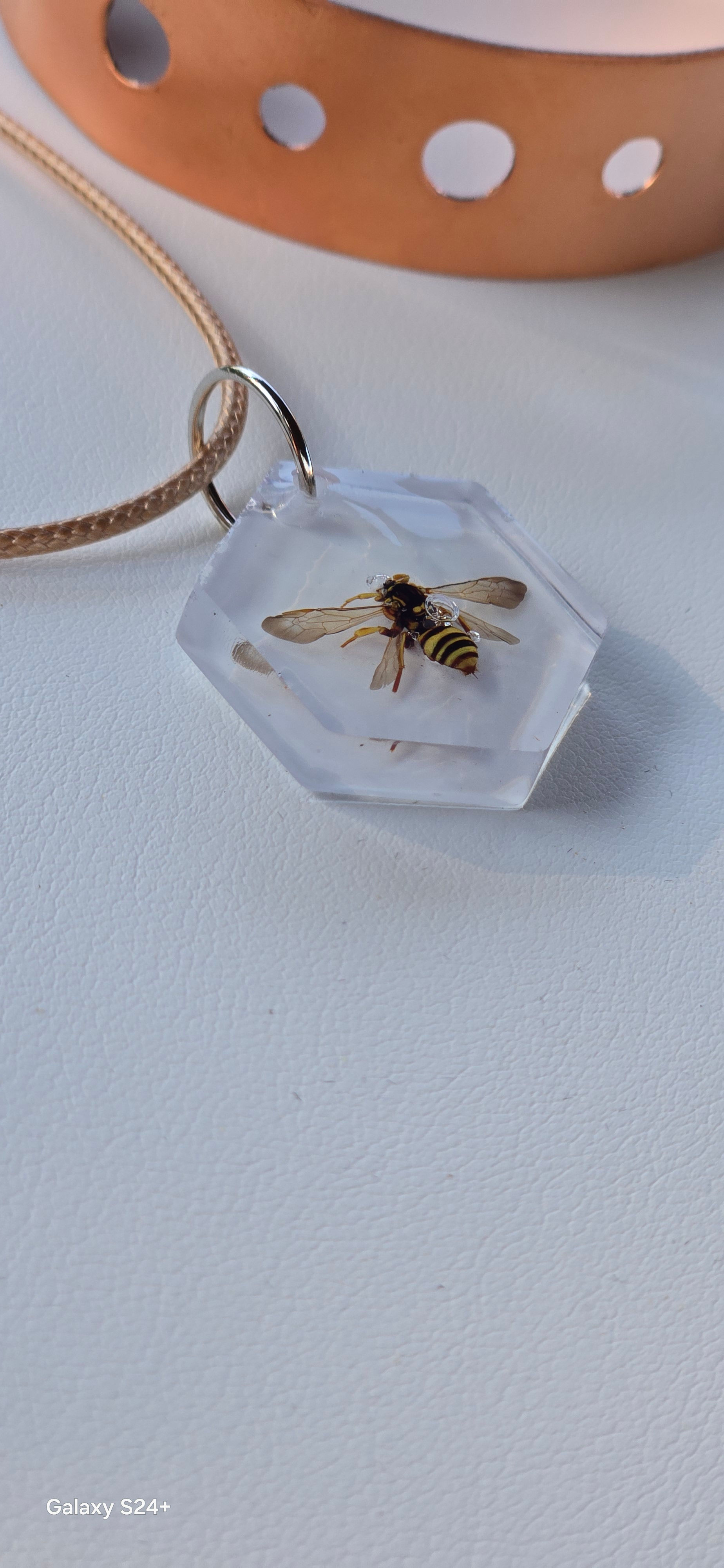 Garden-Honored Bee in Resin Pendant