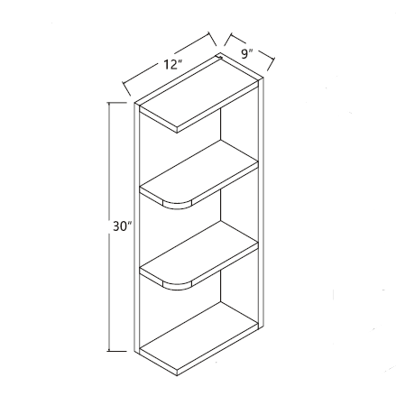 AL Wall end shelf 9"(30 36 42) off white raised panel RTA