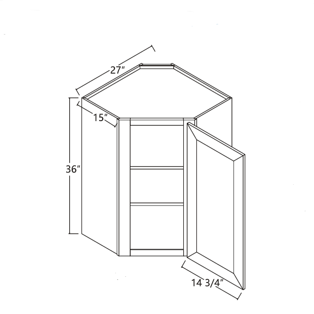 AL Wall diagonal cabinet D15"(36 42) off white raised panel RTA