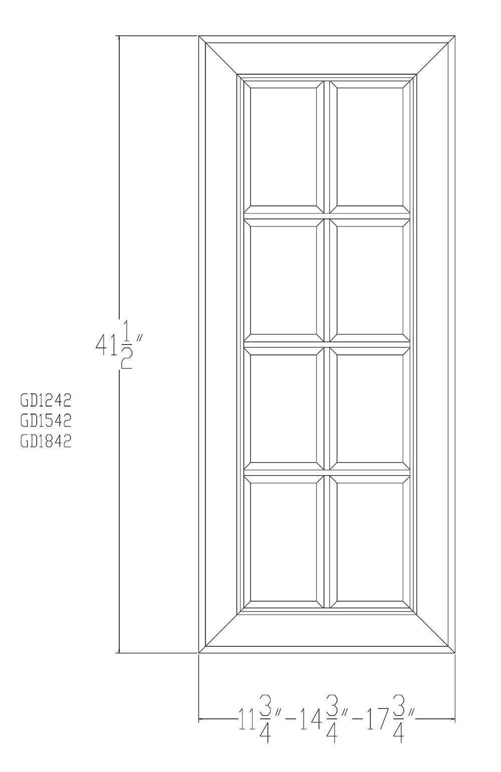 AL Glass door H42"(12 15 18) off white raised panel RTA