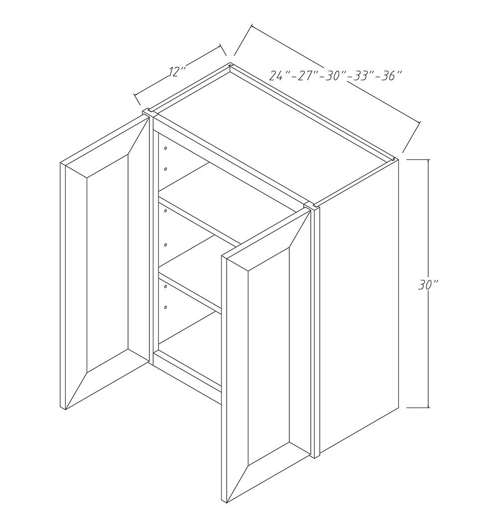 AL Wall cabinet 2door H36"(24 27 30 33 36) off white raised panel RTA