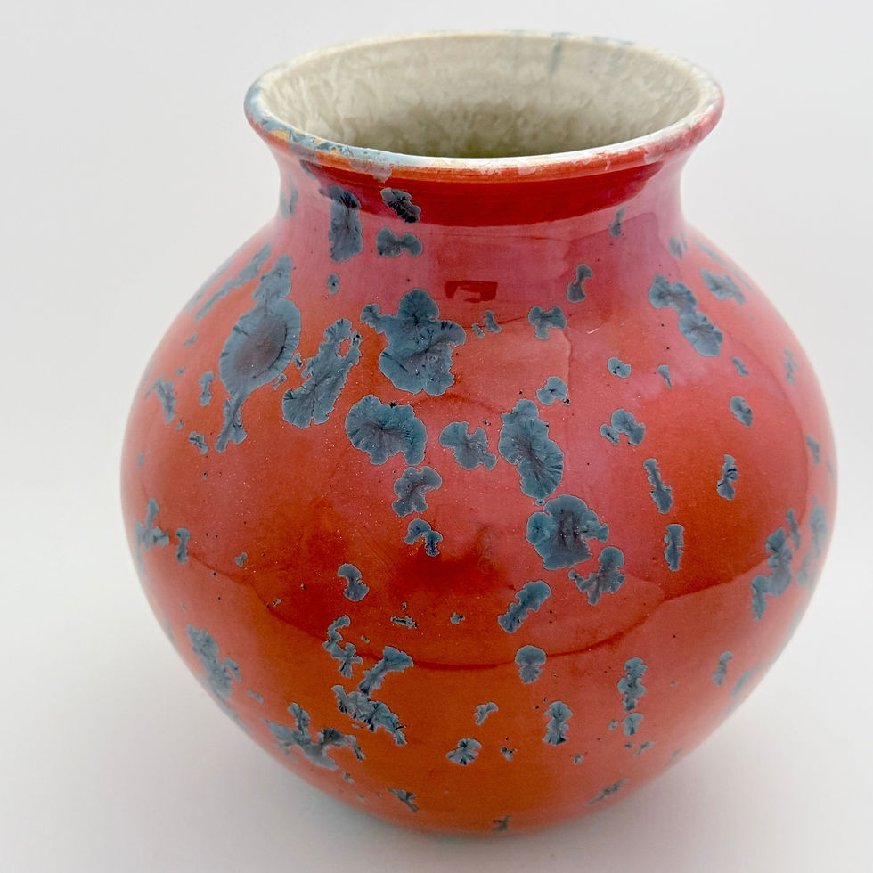 Thumbnail: Red Crystalline Glazed Flower Vase, Wheel Thrown, Unique