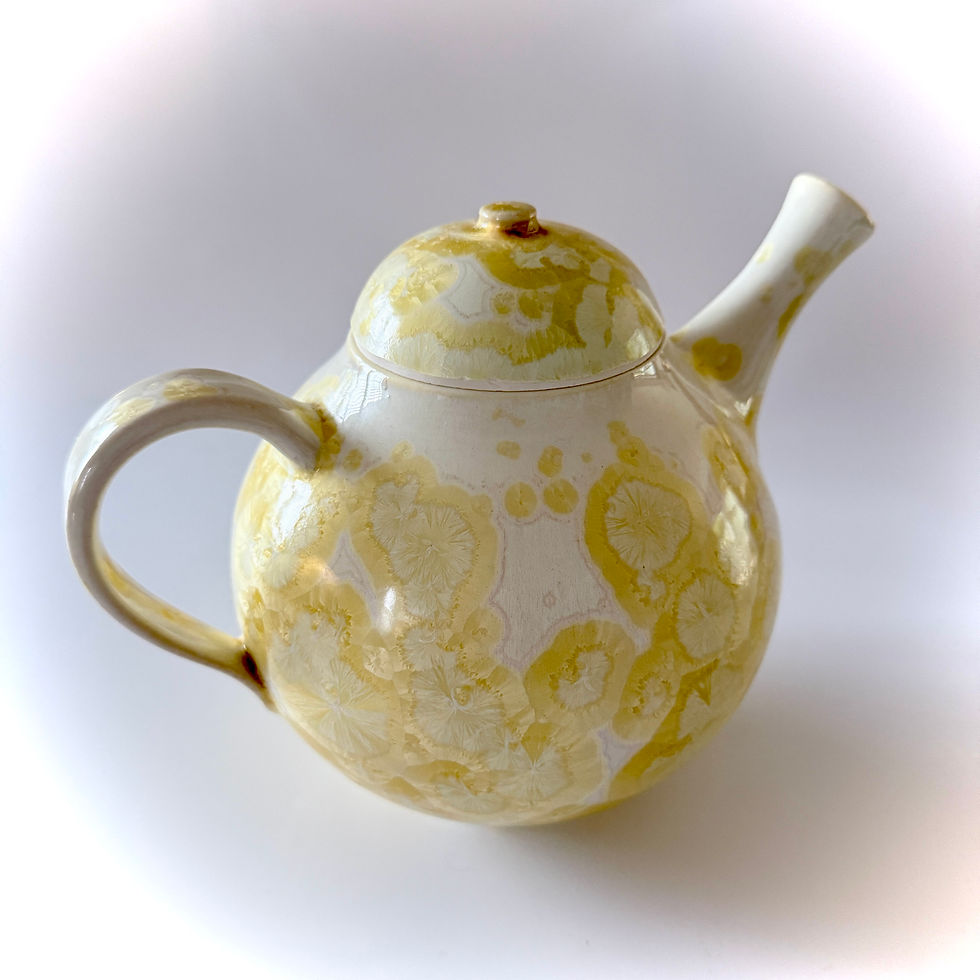 Thumbnail: White and Gold Crystalline Glazed Teapot, Hand Thrown, Porcelain