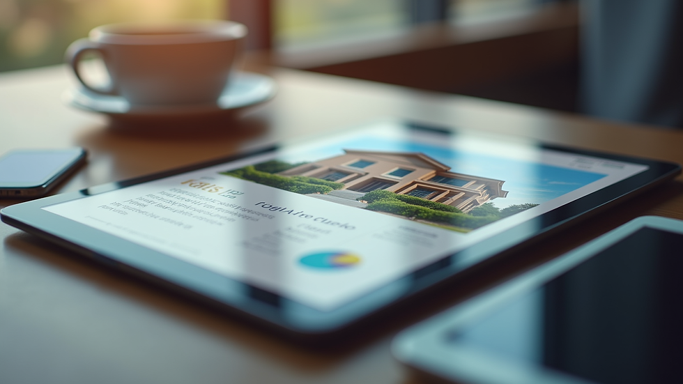 Close-up view of a commercial property listing on a digital tablet