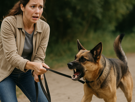Fearful person and dog