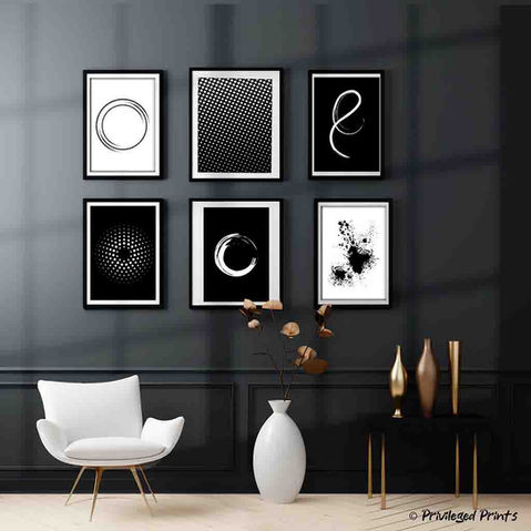 Monochrome Magic black white art prints bold contemporary minimalist abstract sacred geometry wall art collection