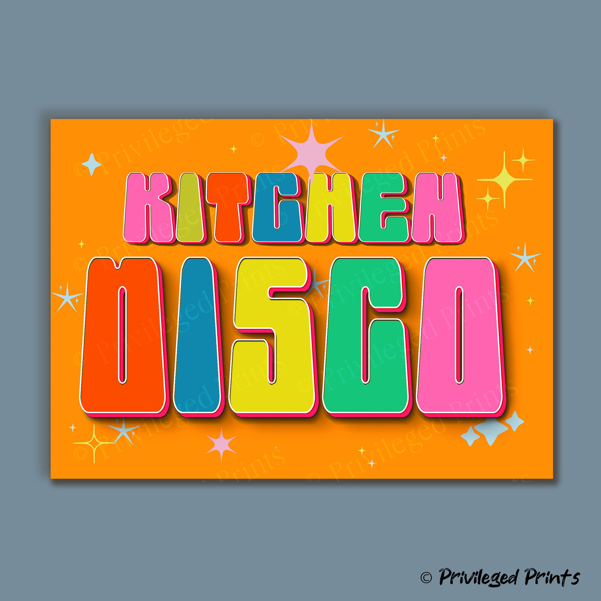 KITCHEN DISCO TYPOGRAPHY ART PRINT (Horizontal)