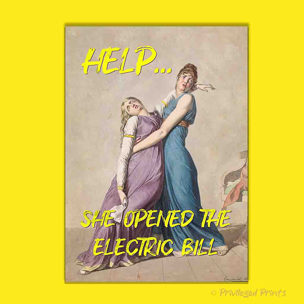 Help She Opened Electric Bill graffiti art print altered art relatable street art quirky humour wall decor