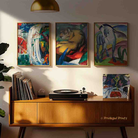 Bold colourful expressionist fine art reproductions of Franz Marc's masterpieces