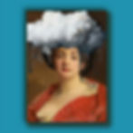 Altered art print of vintage portrait with grey storm cloud