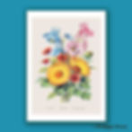 Flat lay of the Red Camomile and Marigold botanical print, showing the full mixed floral illustration clearly.