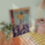 Henri Matisse’s Les Coucous Tapis Bleu et Rose art print styled in a modern interior with soft pastel decor and natural light