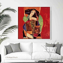 A fine art reproduction print of Egon Schiele's Portrait of Valerie Neuzil