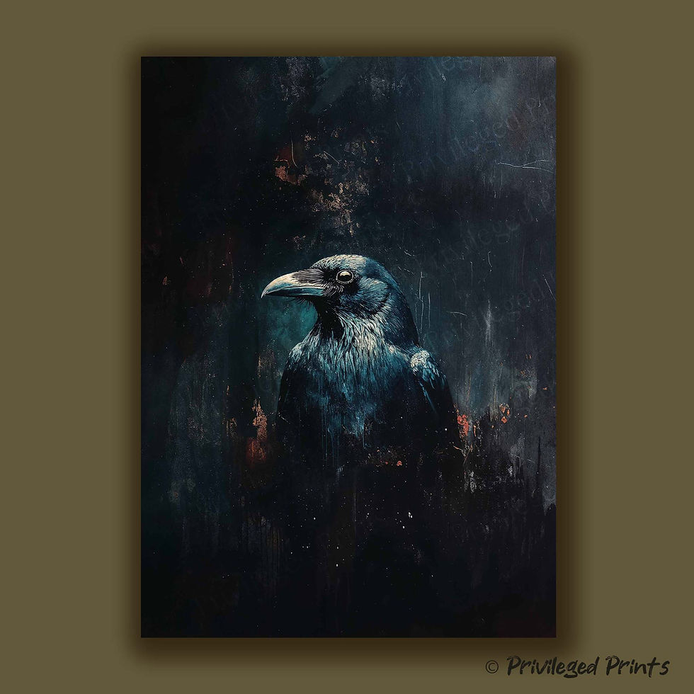 a gothic painting of a crow