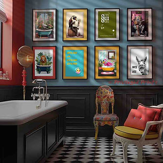 Bathroom art prints quirky bold colourful contemporary wall decor vintage pop art posters collection