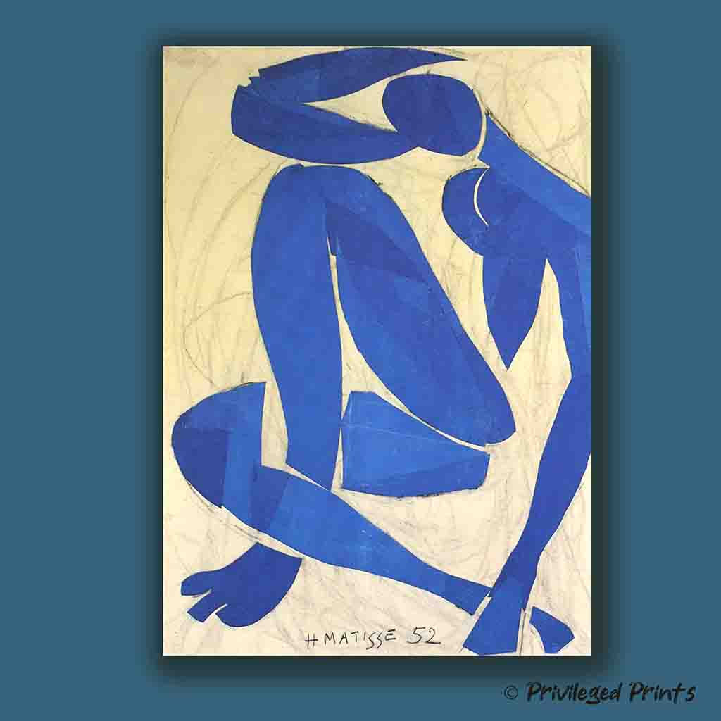 Henri Matisse Blue Nude IV print French Fauvism cut-out art bold blue figure modern art colourist wall decor museum quality