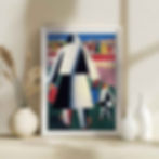 Russian pioneer abstract artist bold figurative mother child working family wall art