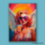 Divine Darling No.4 Divine Rebels vibrant orange pink angel woman art print wings pink sunglasses cocktail maximalist wall de