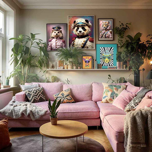 a collection of quirky animal art prints