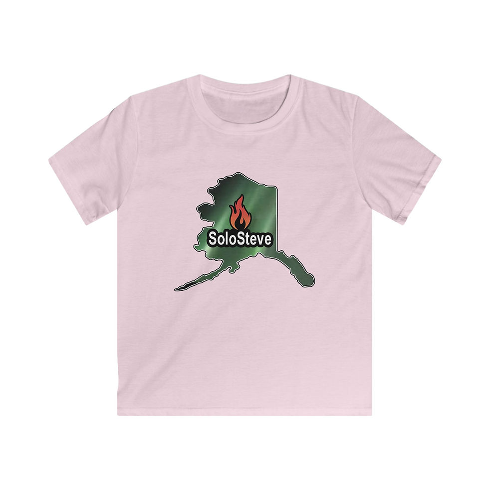 Thumbnail: Kids Tee — Alaska Silhouette Camouflage with 'SoloSteve' Flame Logo