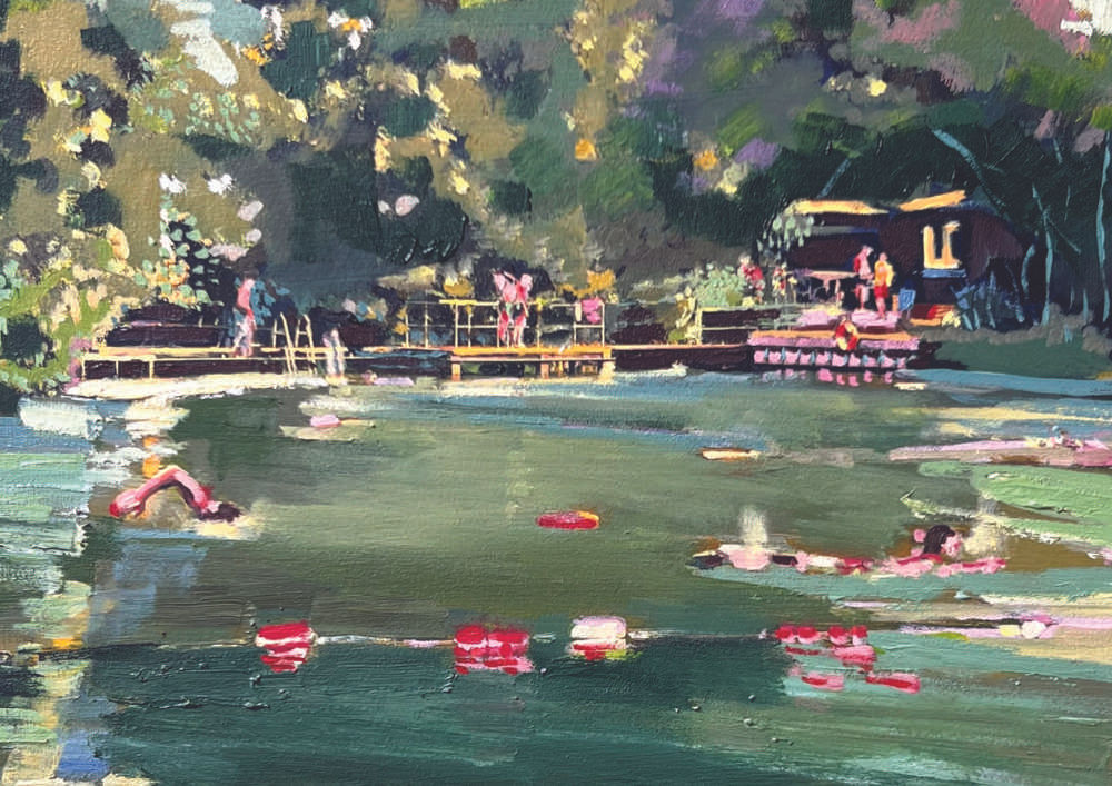 Swimmers, The Mixed Pond Hampstead Heath Art Print A4