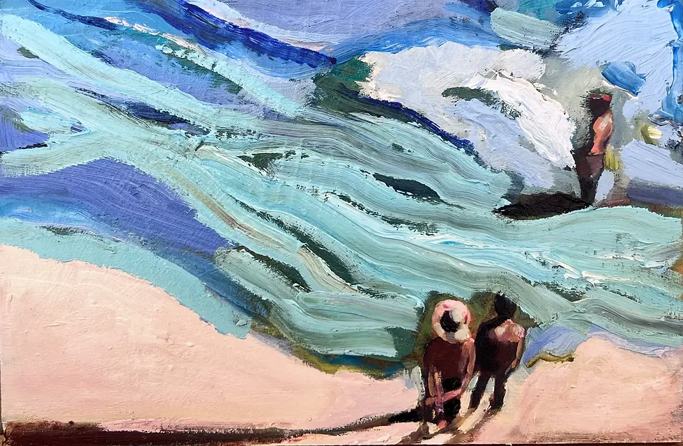 VanessaBrassey The Pink Hour, Estoril Beach, Oil on wood