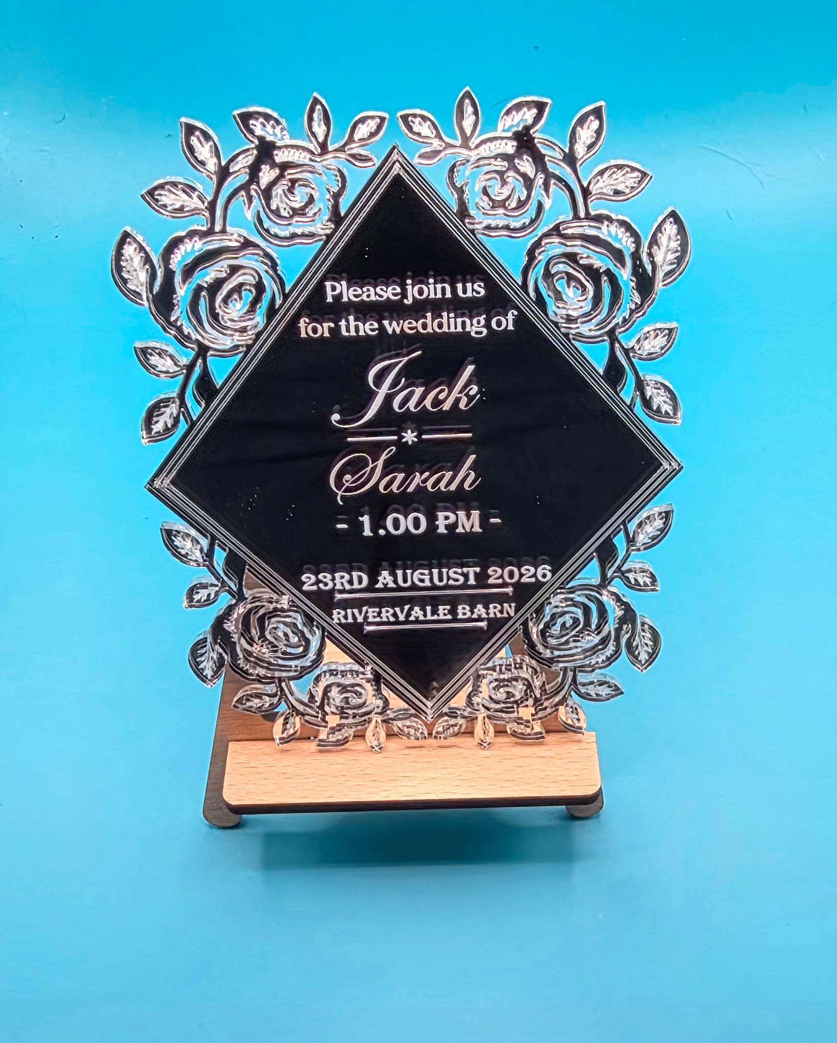 Mirrored acrylic wedding invitations