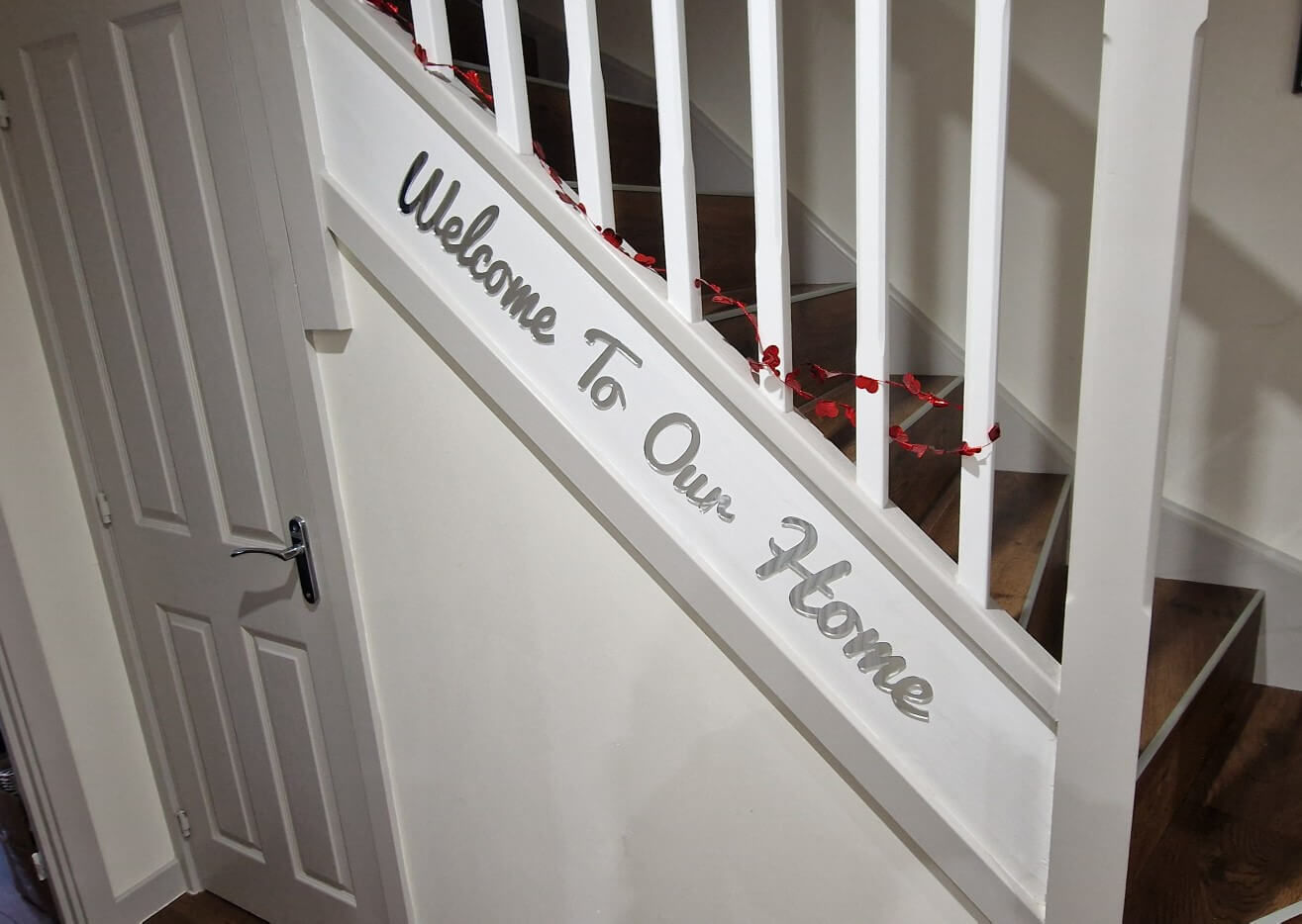 "Welcome to our home" wall sign