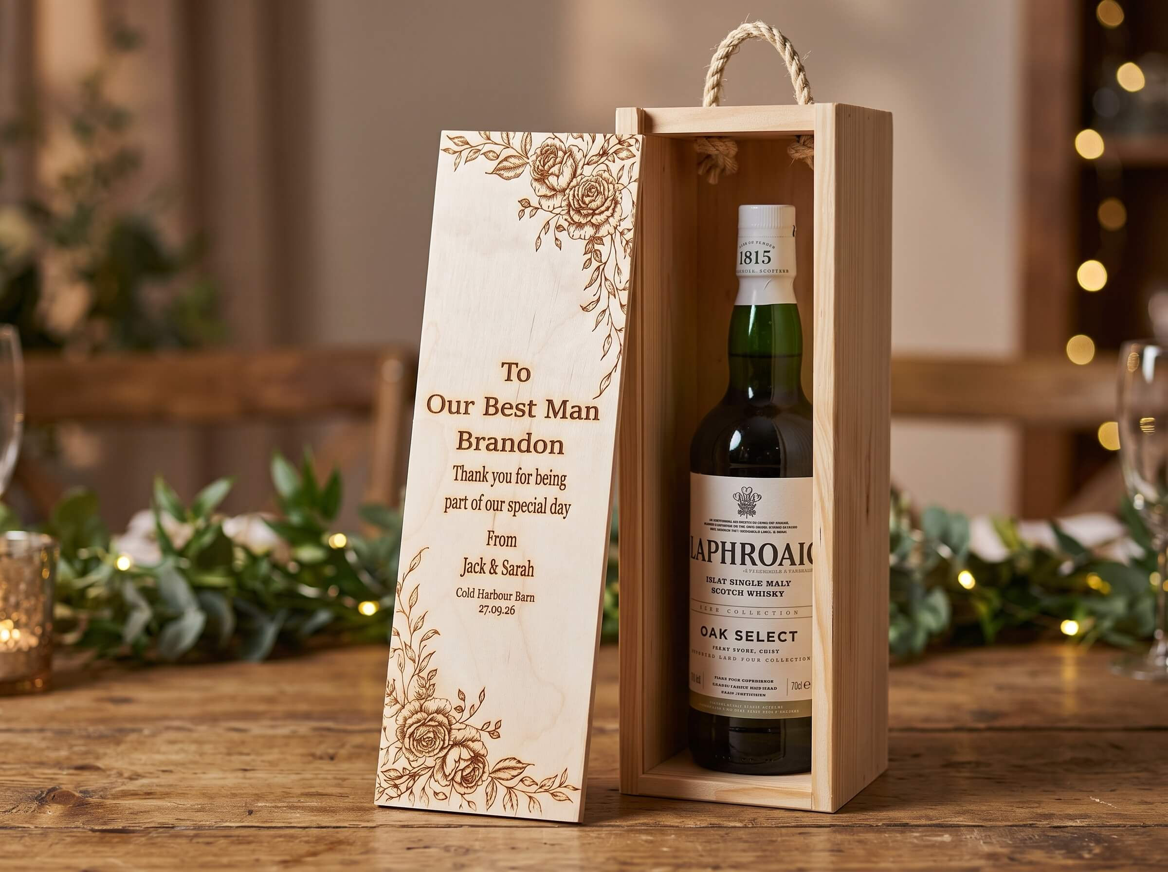 Personalised Wedding Party Wooden Bottle Box