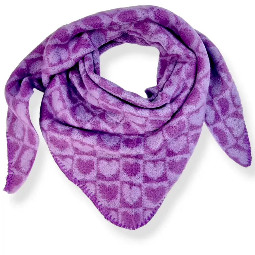 Großer, kuschelig warmer zweiseitiger Dreiecksschal „Heart to Heart“