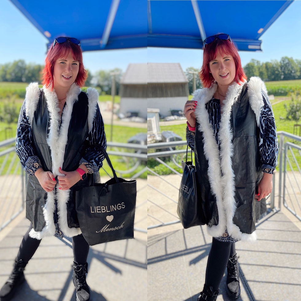 Miniaturbild: Edle Kunstleder Fake Fur Fell Long Weste 