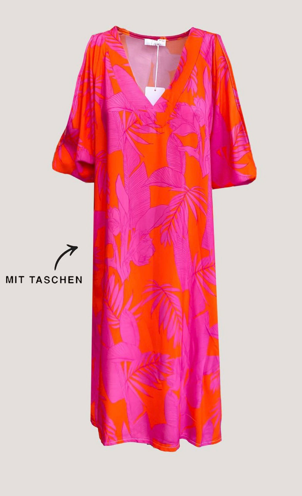 Miniaturbild: Viskose Tunika V-Neck Modell „Colourful Graceland“ mit Taschen 