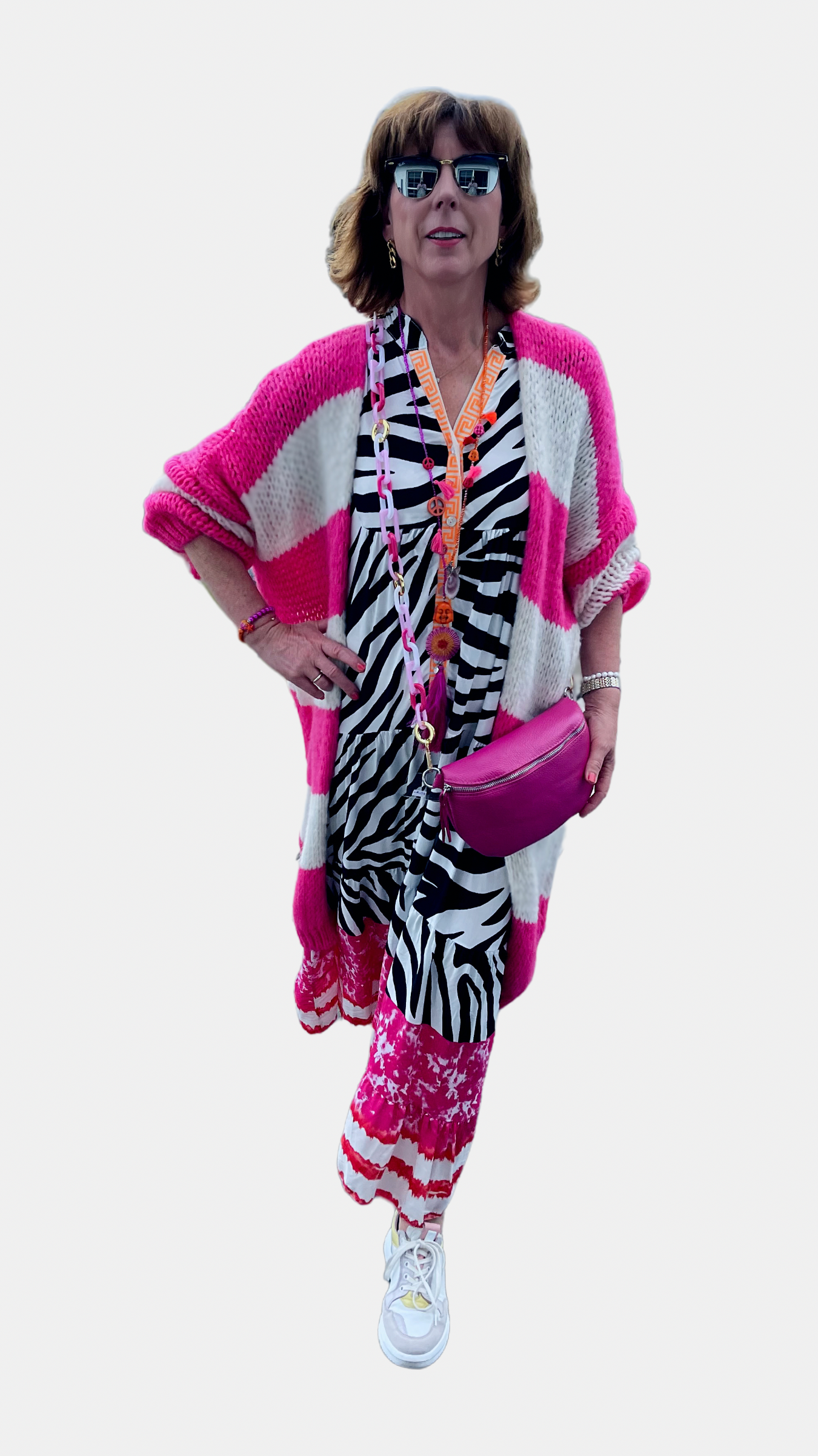 Lange Strickjacke Cardigan Mantel Modell „New stripes on the Block“ 