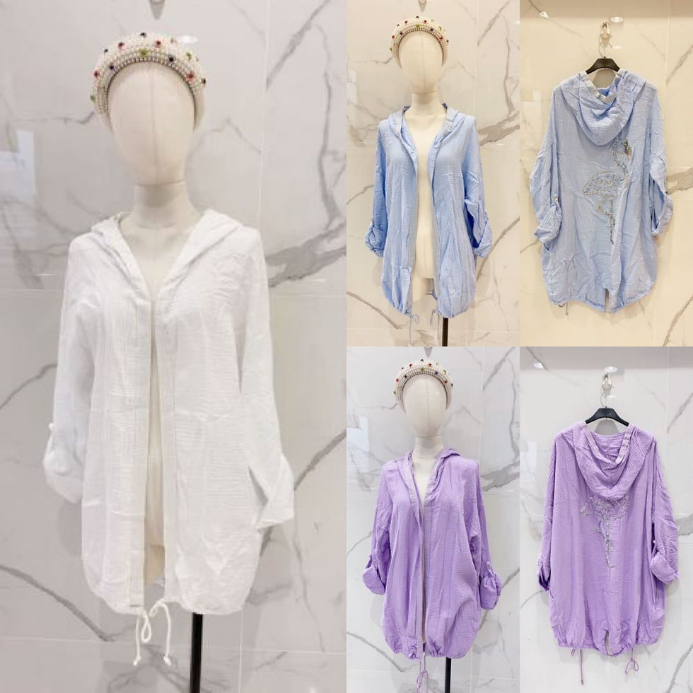 Miniaturbild: Flamingo Musselin Jacke mit Taschen Modell „Teddy Flamingo“