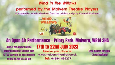 A Fun-Filled Outdoor Production of Wind in the Willows in Priory Park, Malvern is about to open!