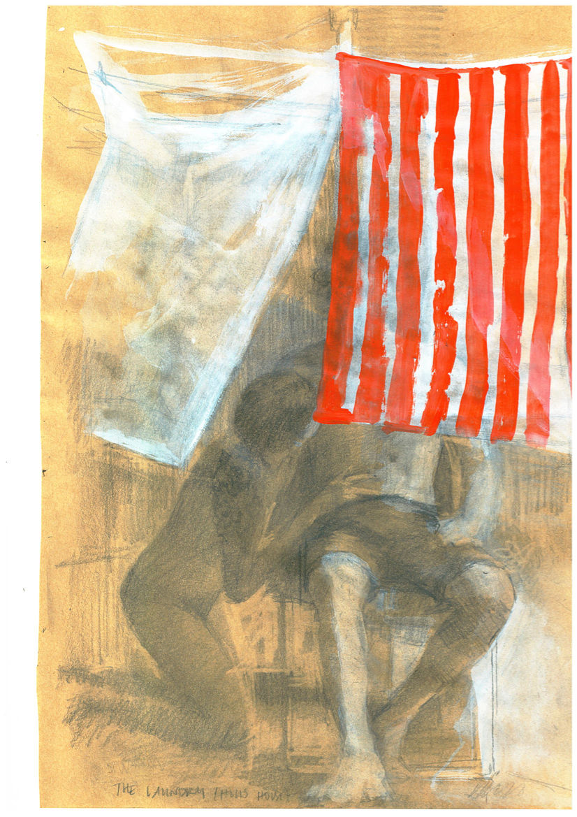 THE WASHING_pencil and guache on paper 28.5 X 19.5CM_52 X 44CM FRAMED