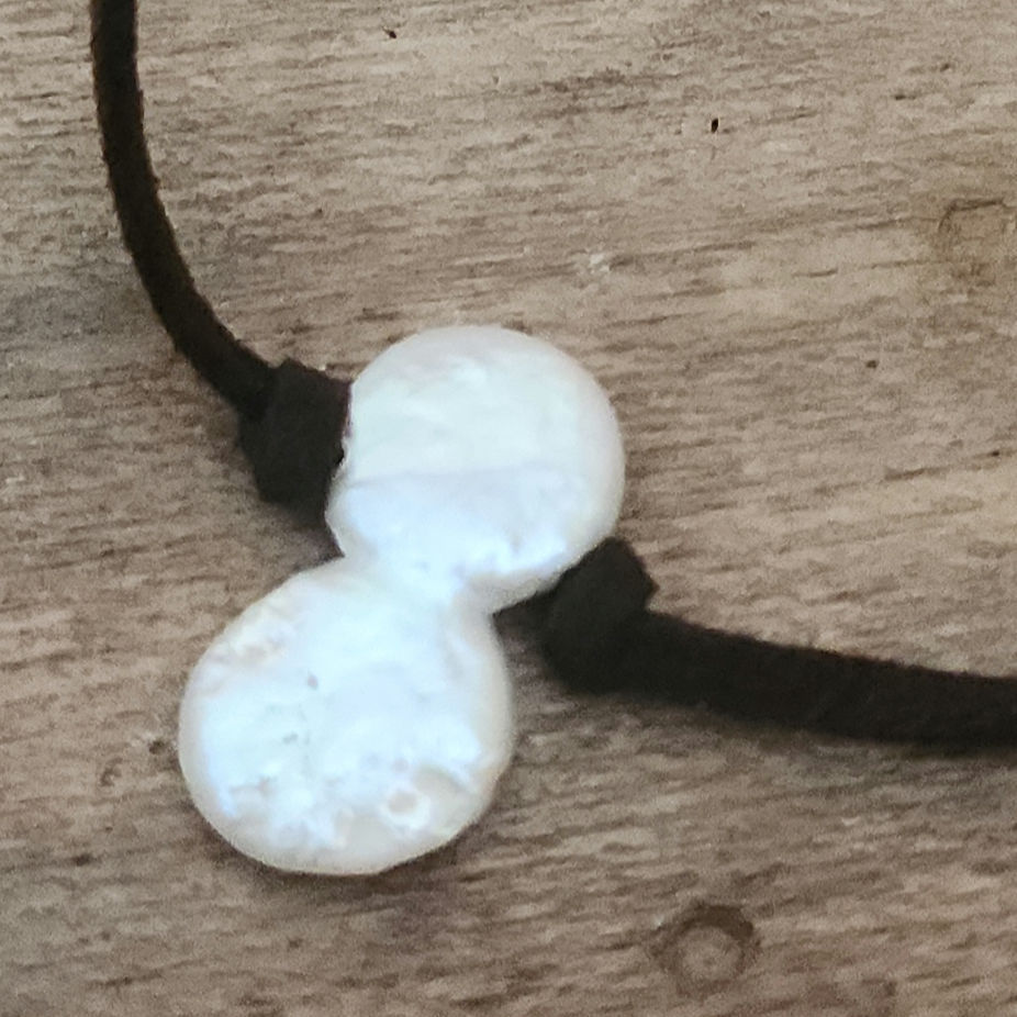 Miniatura: Collar cuero vegano y perla cultivada 