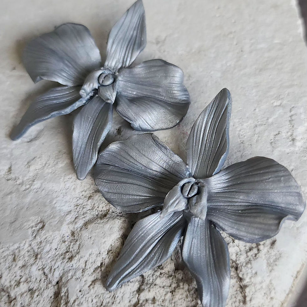 Miniatura: Aretes orquidea en pasta