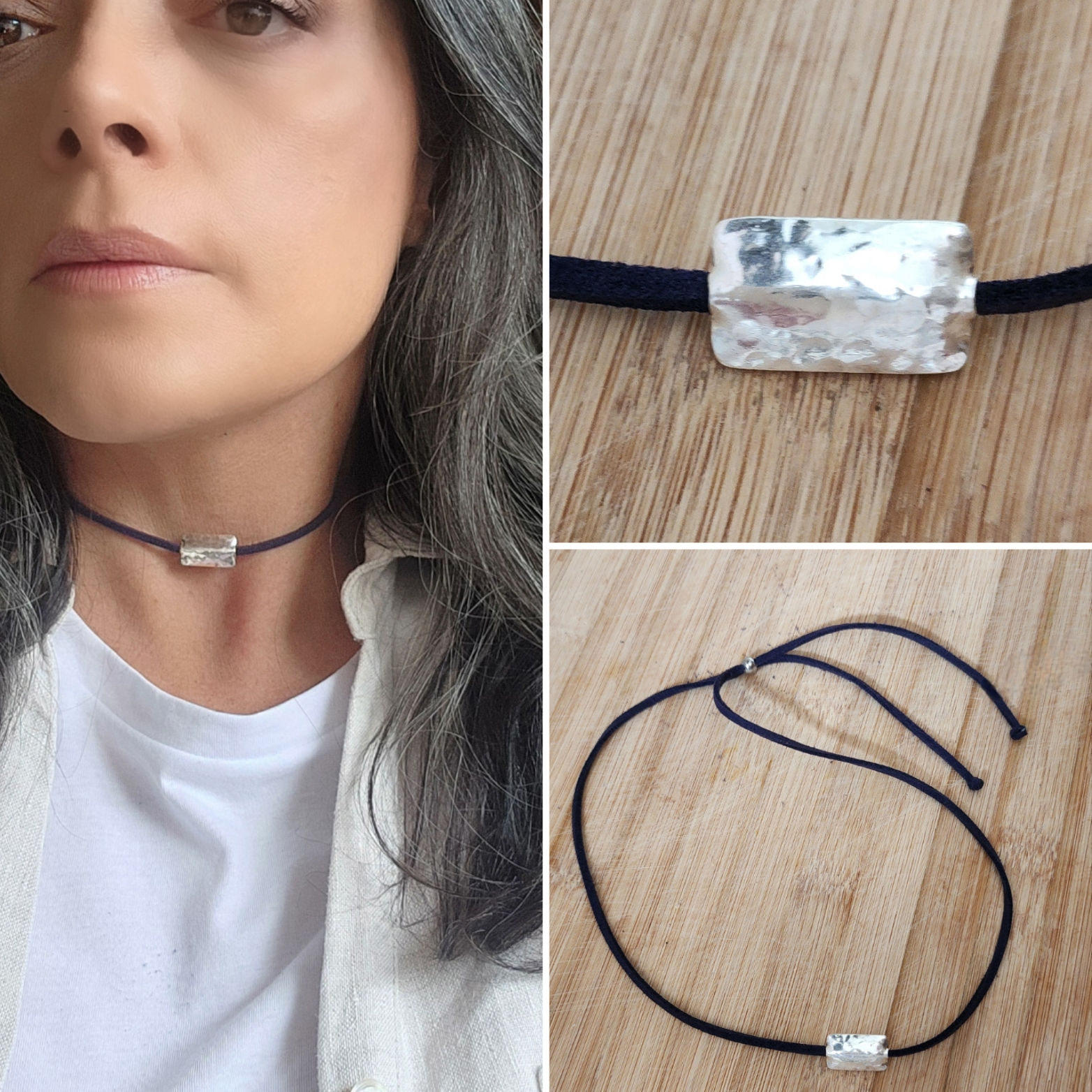 Collar en cuero y plata